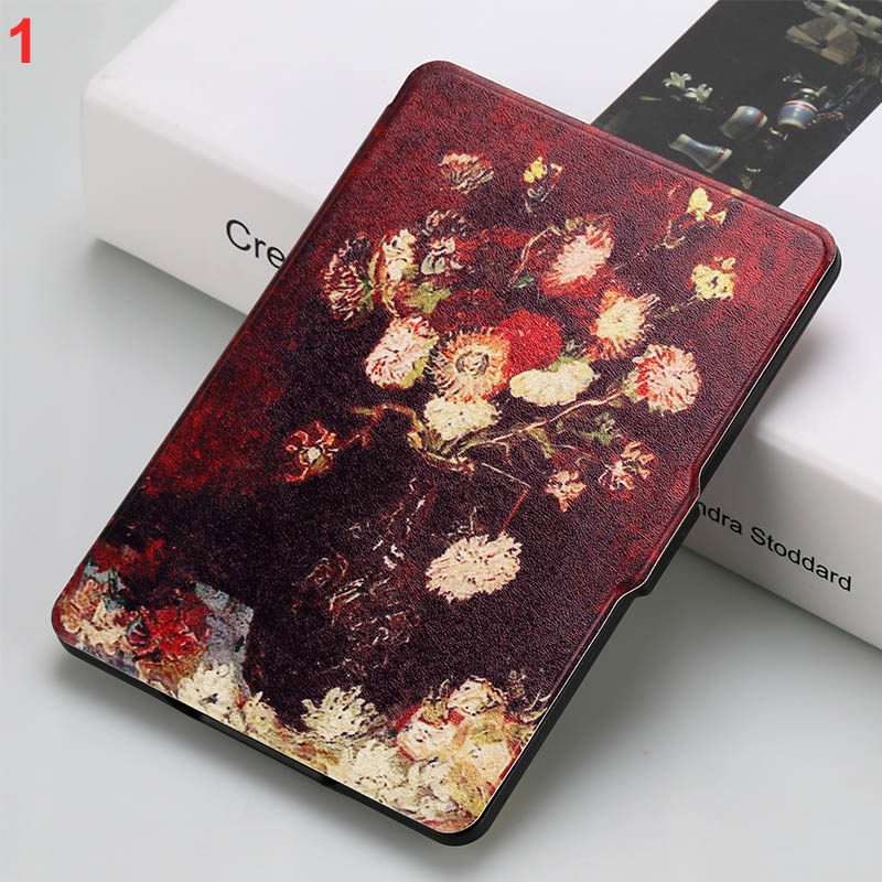 Kindle Paperwhite 1 2 3 Leather Cover Van Gogh Desgin Ultra Slim PU Sleeve Case with Auto Wake up