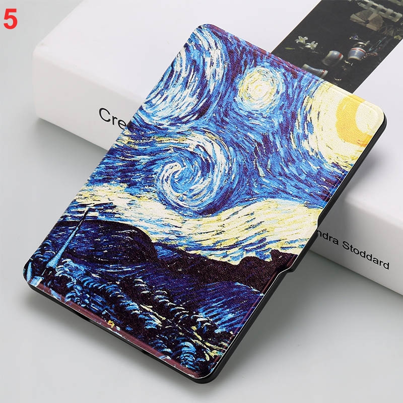 Kindle Paperwhite 1 2 3 Leather Cover Van Gogh Desgin Ultra Slim PU Sleeve Case with Auto Wake up