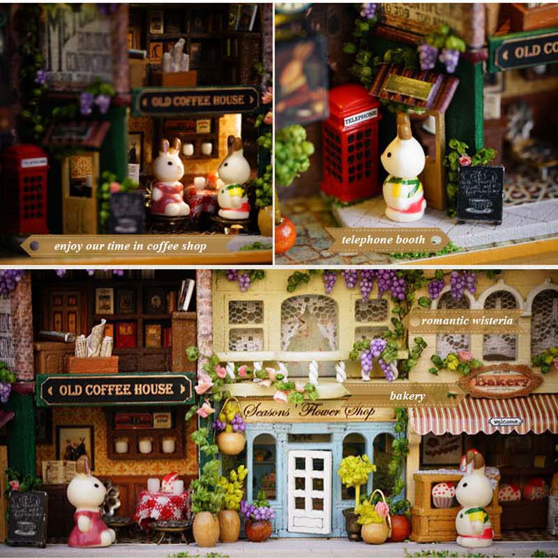 In A Happy Corner 3D Wooden DIY Handmade Box Theatre Dollhouse Miniature Box Cute Mini Doll House Assemble Kits Gift Toys