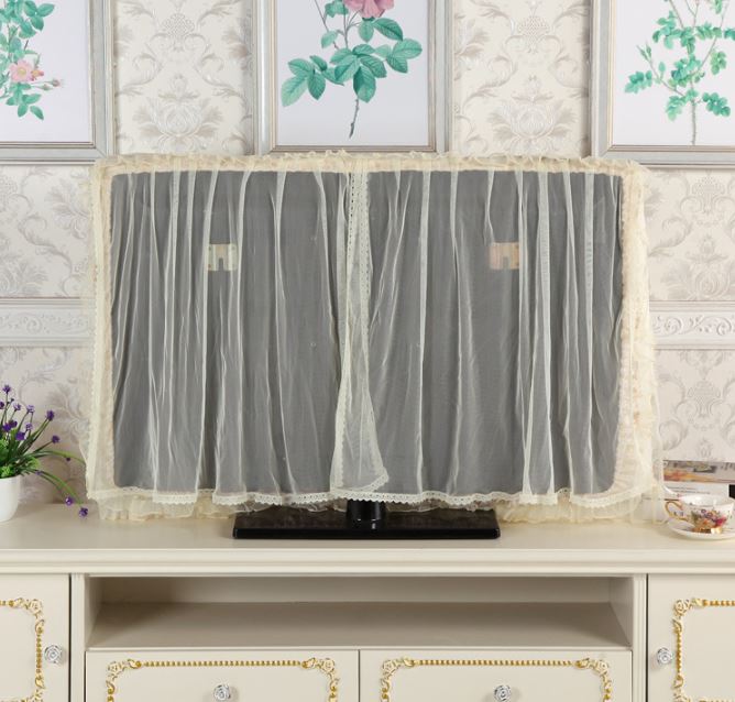 32,37,42,47,52,55,60,65inch Hand-made TV dust cover, LCD LED and All-In-One Desktop dust Cover-Fashion Lace wrap Monitor edge