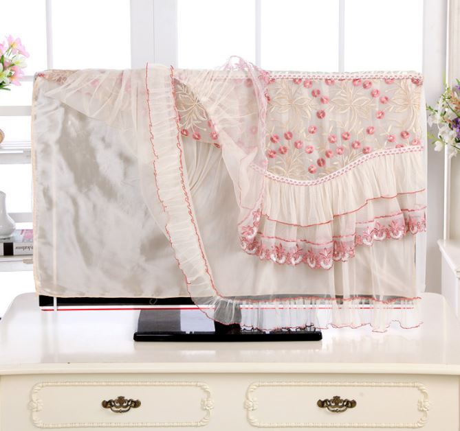 32,37,42,47,52,55,60,65inch Hand-made TV dust cover, LCD LED and All-In-One Desktop dust Cover-Fashion Lace flower