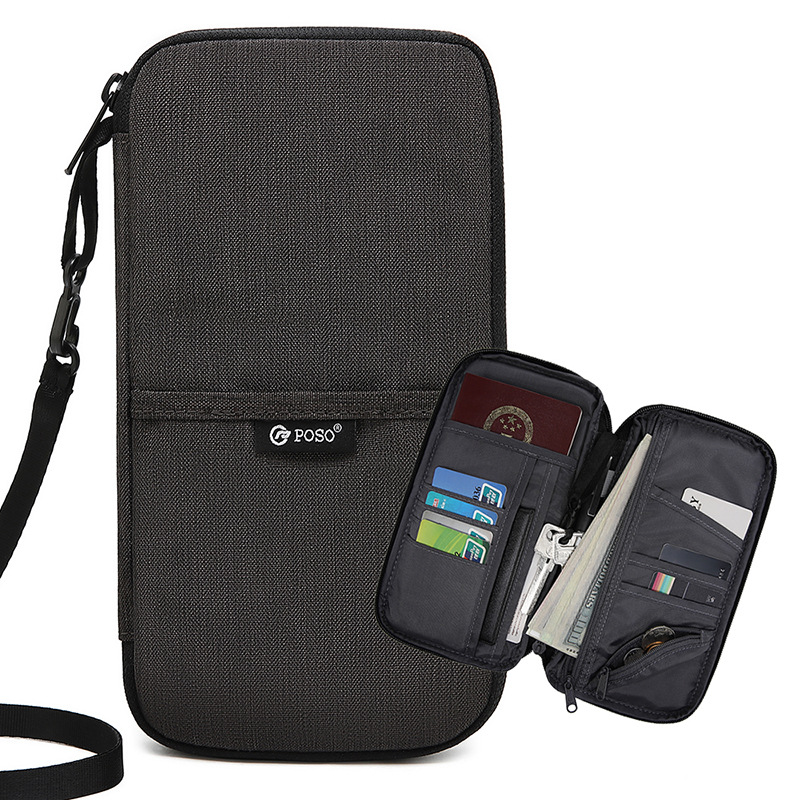 Multi-functional document bag travel wallet outdoor passport wallet RFID shielded anti-theft brush credit card bag