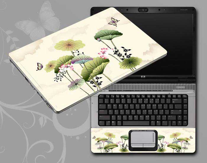 decal Skin for FUJITSU LIFEBOOK LH532 Chinese ink painting Lotus leaves, lotus flowers, butterfly floral laptop skin