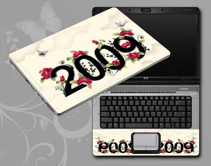 decal Skin for TOSHIBA Satellite C600-P4012 Chinese ink painting 2009 Flowers, butterflies, floral laptop skin