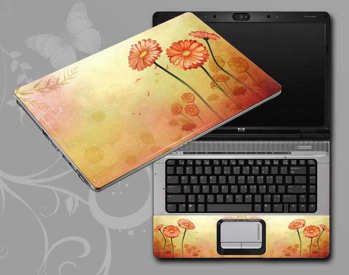 decal Skin for ASUS K53SJ Flowers, butterflies, leaves floral laptop skin