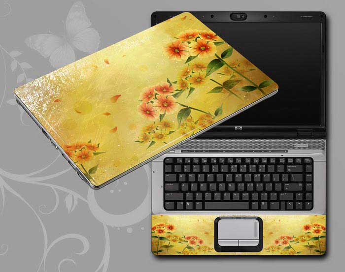 decal Skin for HP Pavilion x360 13-u140tu Flowers, butterflies, leaves floral laptop skin