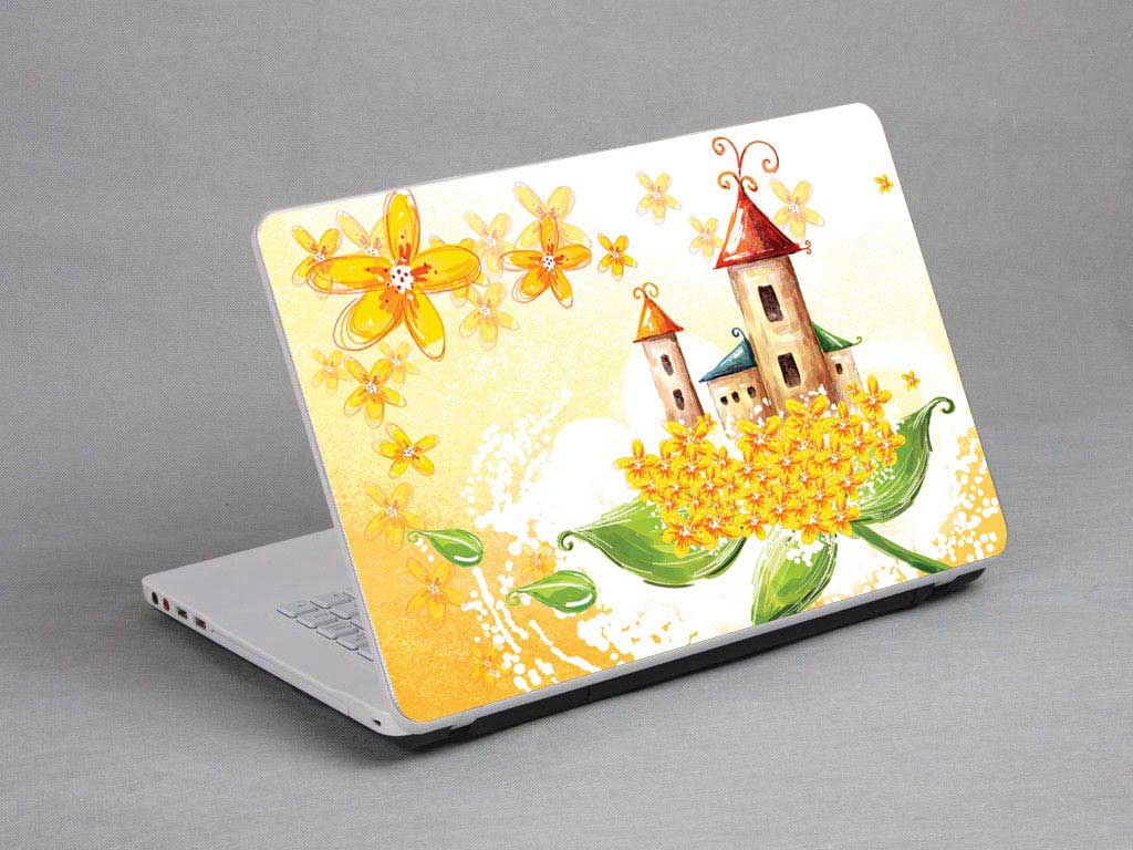 decal Skin for MSI GL72 6QE Flowers Castles floral laptop skin