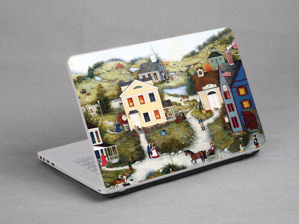 decal Skin for MSI GS60 2PE Ghost Pro 3K Edition Oil painting, town, village laptop skin