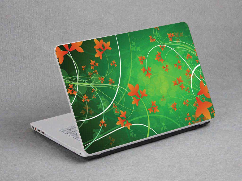 decal Skin for MSI GS70 6QE STEALTH PRO Leaves, flowers, butterflies floral laptop skin