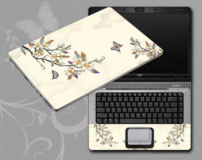 decal Skin for CLEVO W650KL Chinese ink painting Flowers, butterflies. floral  flower laptop skin