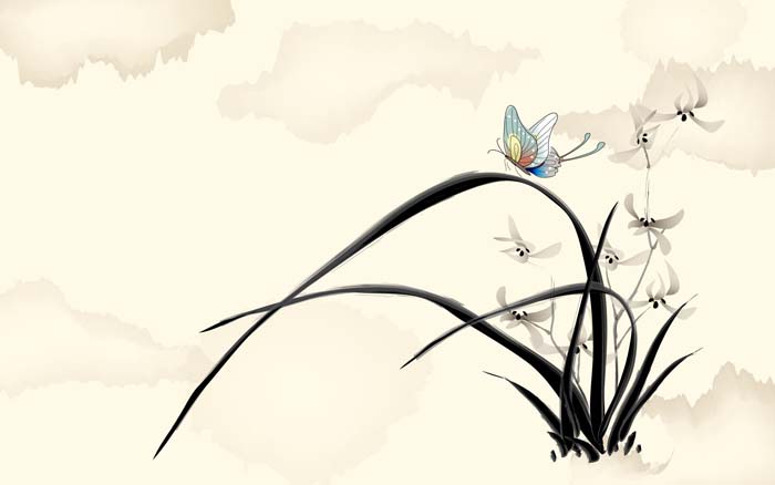 Chinese ink painting Flowers, grass, butterflies floral Mouse pad for ASUS VivoBook S14 S433 Thin and Light S433FA-DS51 