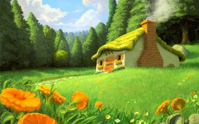 Houses in the woods, flowers floral Mouse pad for SONY CS26 