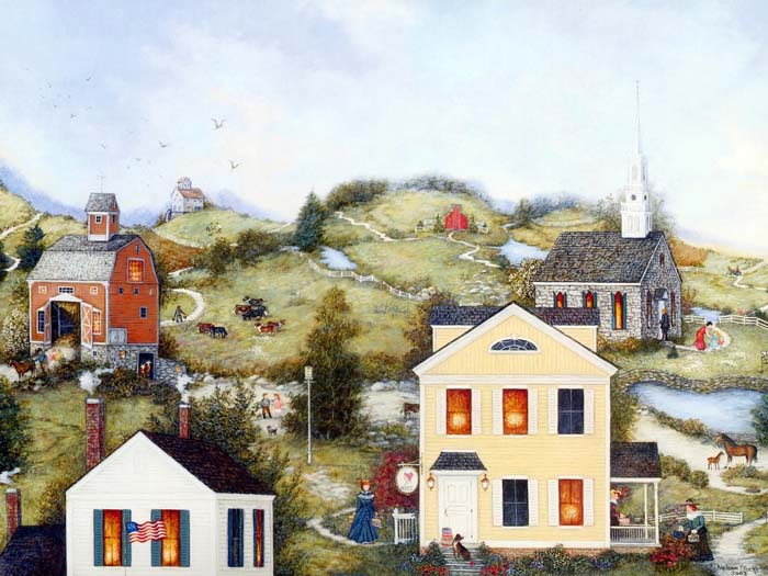 Oil painting, town, village Mouse pad for FUJITSU LIFEBOOK P770 (3.5G) 