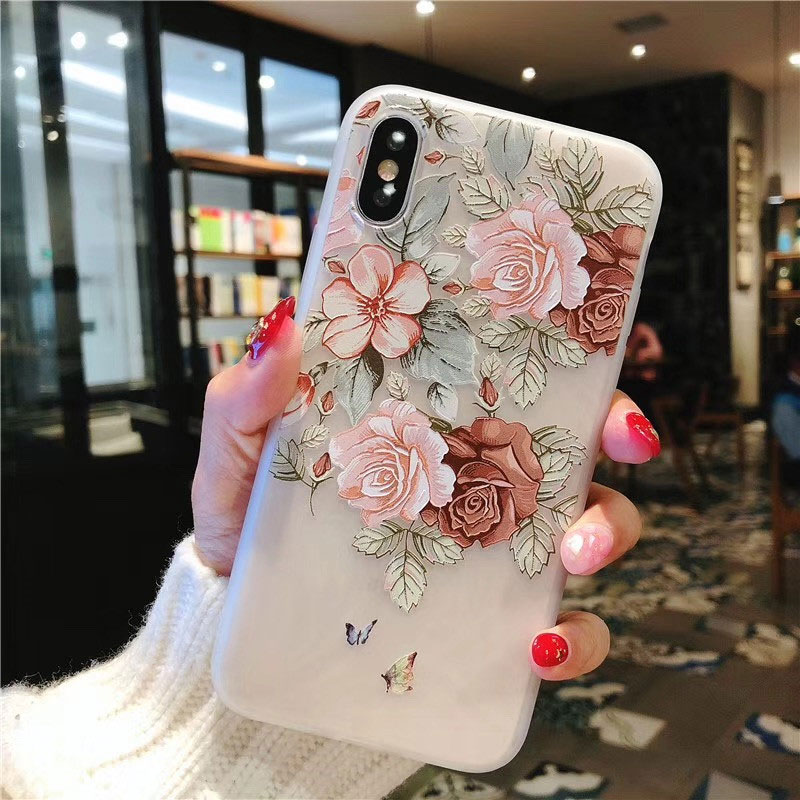 Mobile cell phone case cover for APPLE iPhone 6 Luxury Silicone Cute Shockproof 3D Matte flower 