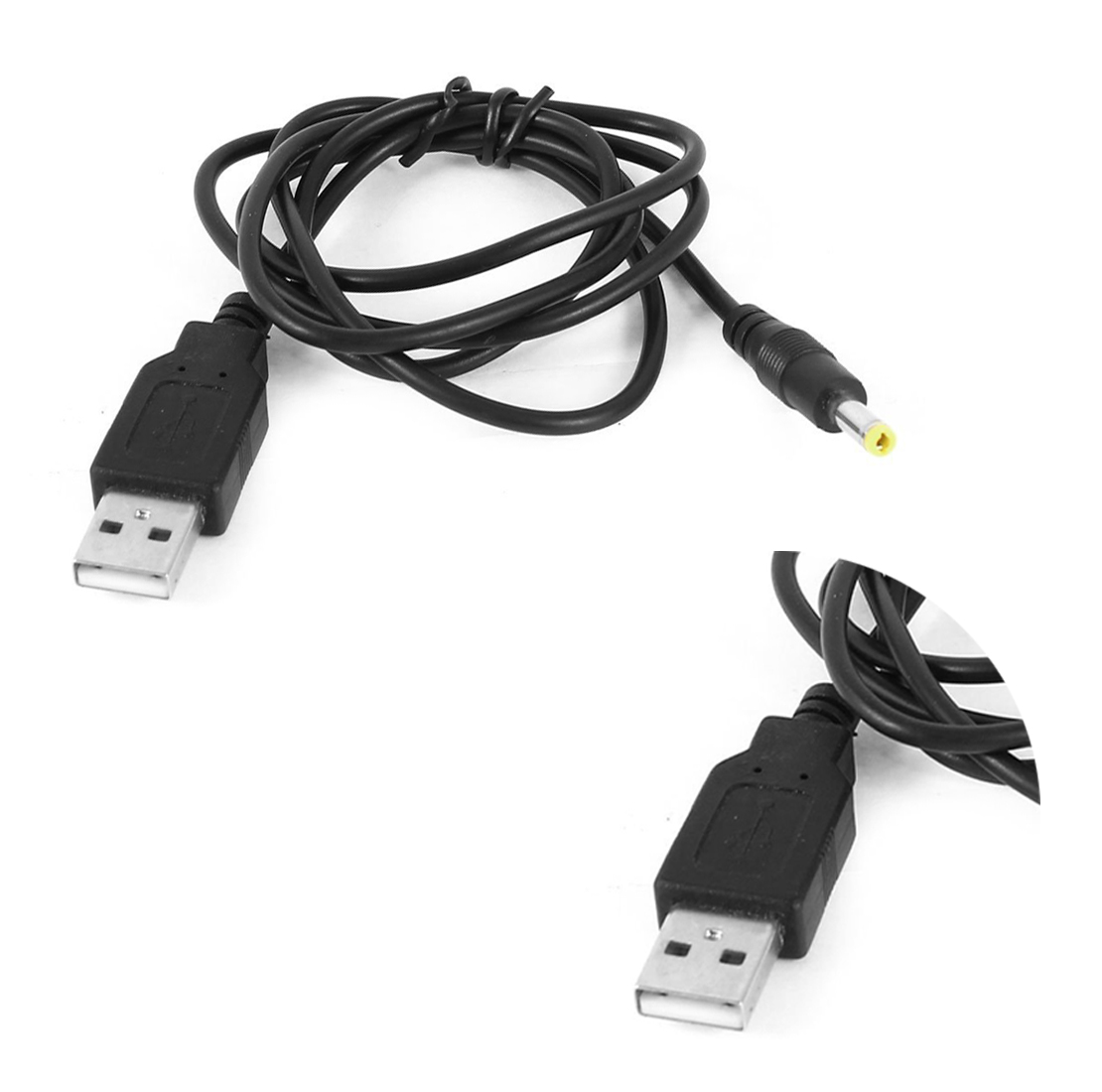 High Speed USB 2.0 A Male to DC 4.0mm x 1.7mm Power Cable 3Ft Black
